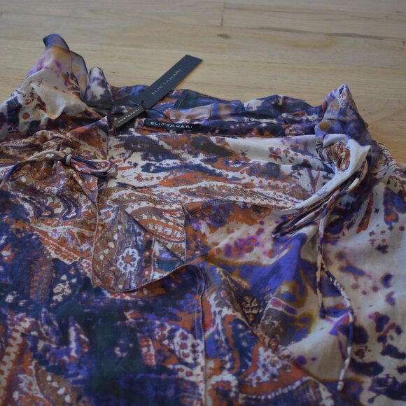 Elie Tahari Multi Color Paisley Long Sleeve Top - Picture 4 of 10